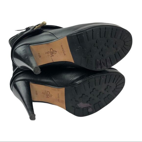 Cole Haan Kennedy Leather Suede High Heel Nike Air Boots Buckles in Black 6.5 - Picture 8 of 14